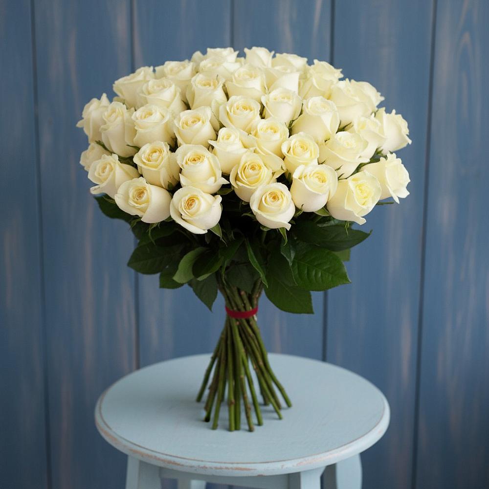 Букет 51 Белая роза Эдлесс Лав в Таганроге