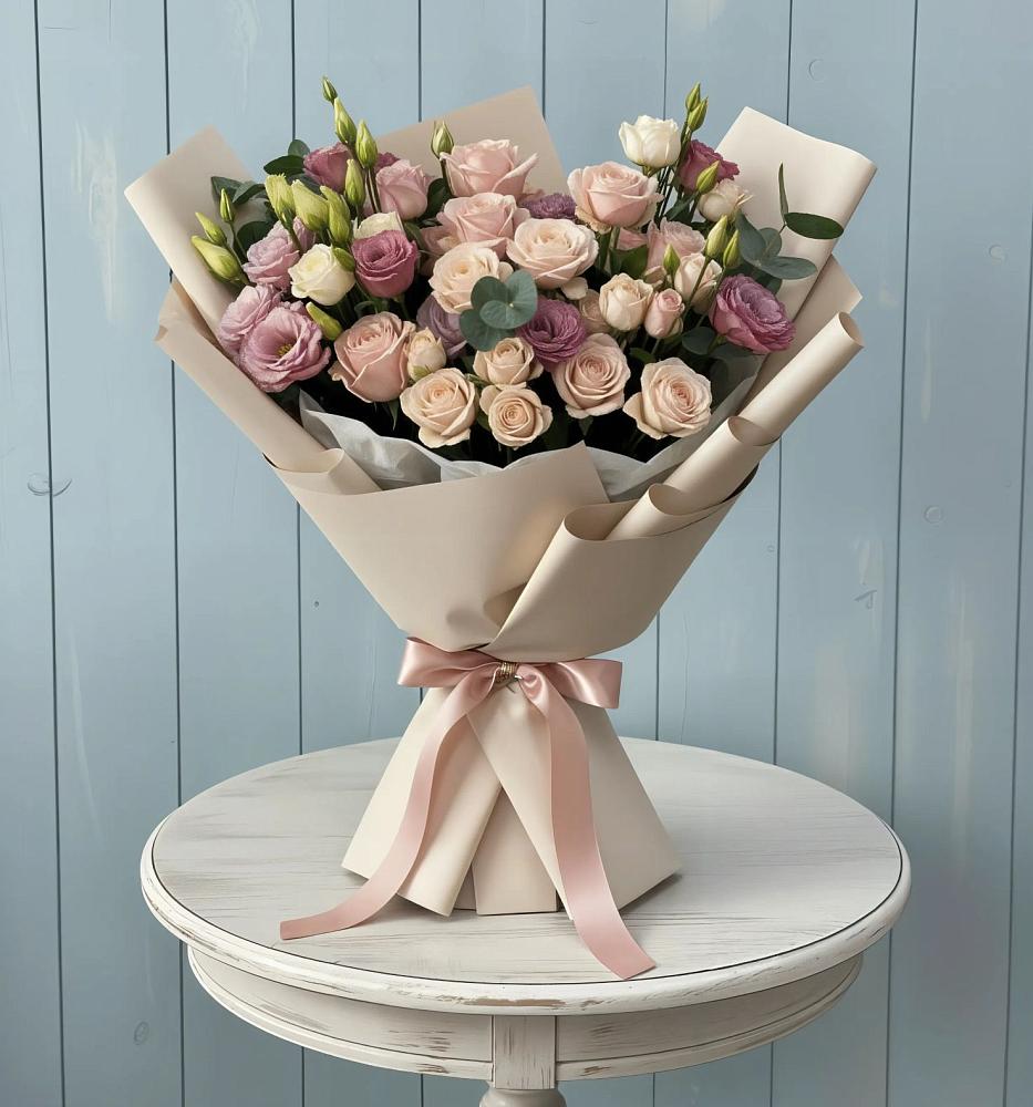 Букет цветов из: Розы и Лизиантусы в Таганроге