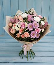Букет цветов из:  Хризантемы, Розы и Альстромерии #REPLACE_PRED# Таганроге