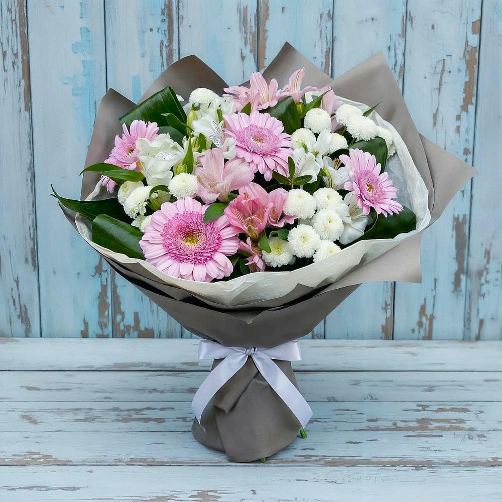 Букет цветов из: Герберы, Альстромерии и Хризантемы в Таганроге