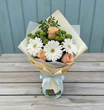 Букет цветов из:  Герберы, Розы и Хризантемы в Таганроге
