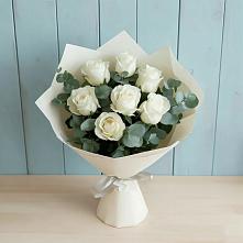 Букет Белые розы в Эвкалипте в Таганроге